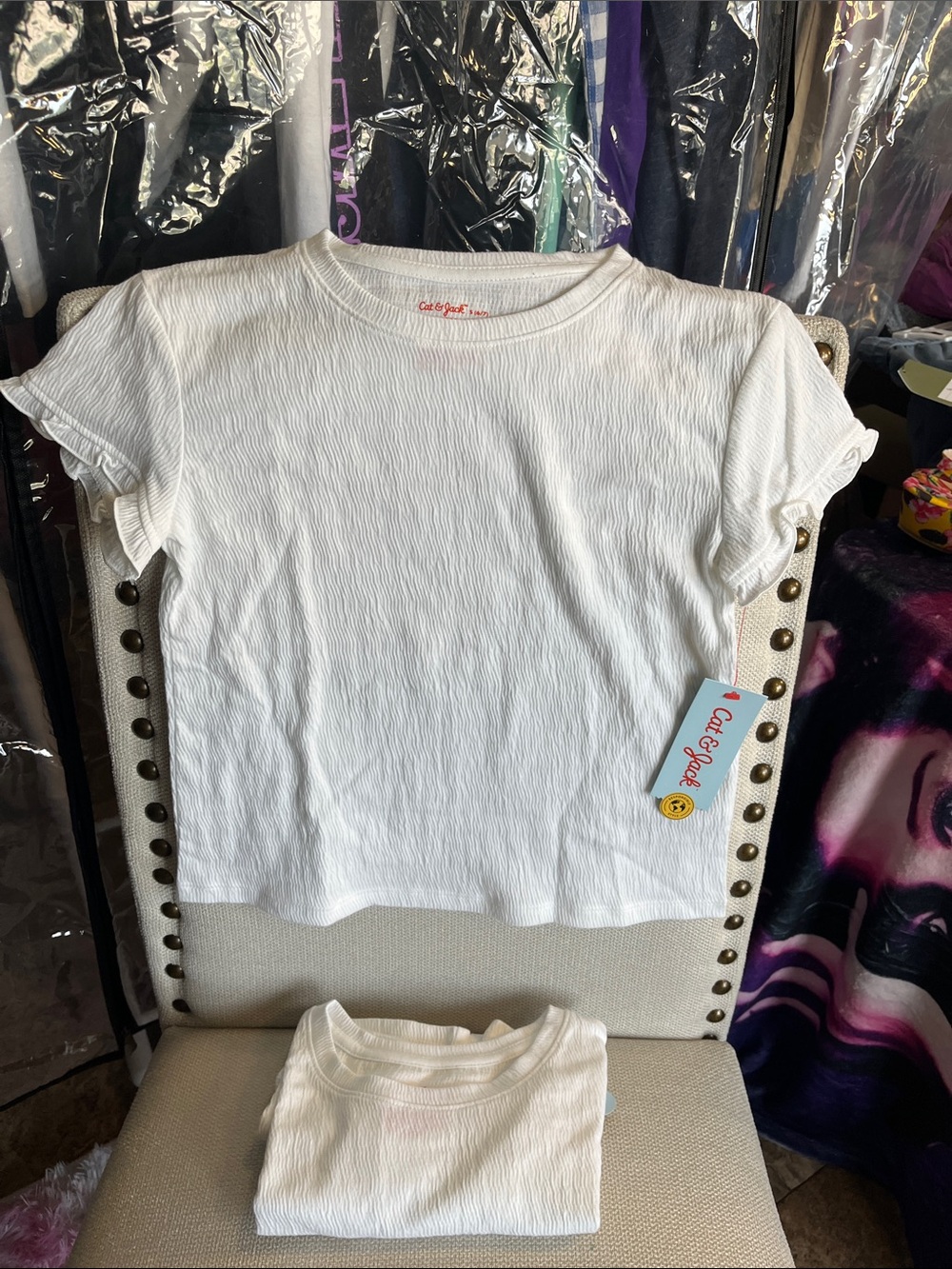 Cat & Jack White Short Sleeve Girls' Textured Tee